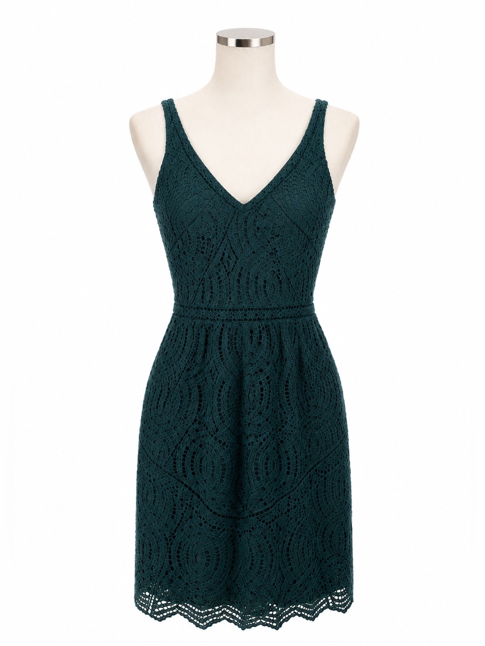 Ann Taylor Women’s Dark Green Lace Sleeveless Dress. Size-10